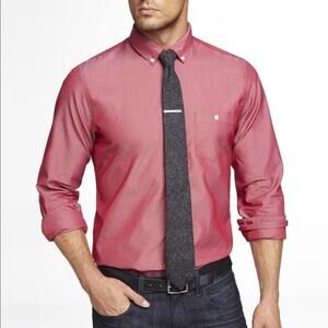 Express Men's Red Button-Down Dress Shirt